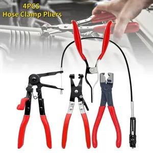 4 Pcs Hose Clamp Snap Ring Pliers Set,4 in 1 Clamping Wire Tool for Car Truck Fuel Water Line Repair with Long Reach & Locking Function,Brake Pad Replacement,Halloween Party Gifts,Hand Tools Kits