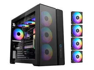 SAMA S50 ATX Mid Tower Case with 4 ARGB PWM Fans&Hub,PPLP A+ High Airflow Dual-Chamber Gaming Case,USB 3.2 Gen2x2 Type-C,Supports ATX/MATX/ITX Back-Connect Motherboard,410mm GPU&360mm Radiator,Black