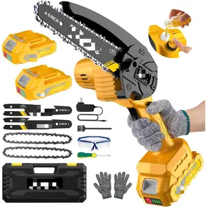 Mini Chainsaw Cordless,6 Inch Portable Electric Chainsaw with 2 Battery 2 Chains,Battery Powered Small Handheld Chain Saw with Automatic Oiler,for Tree Trimming,Cutting Wood,Garden Tool,Gift for Men