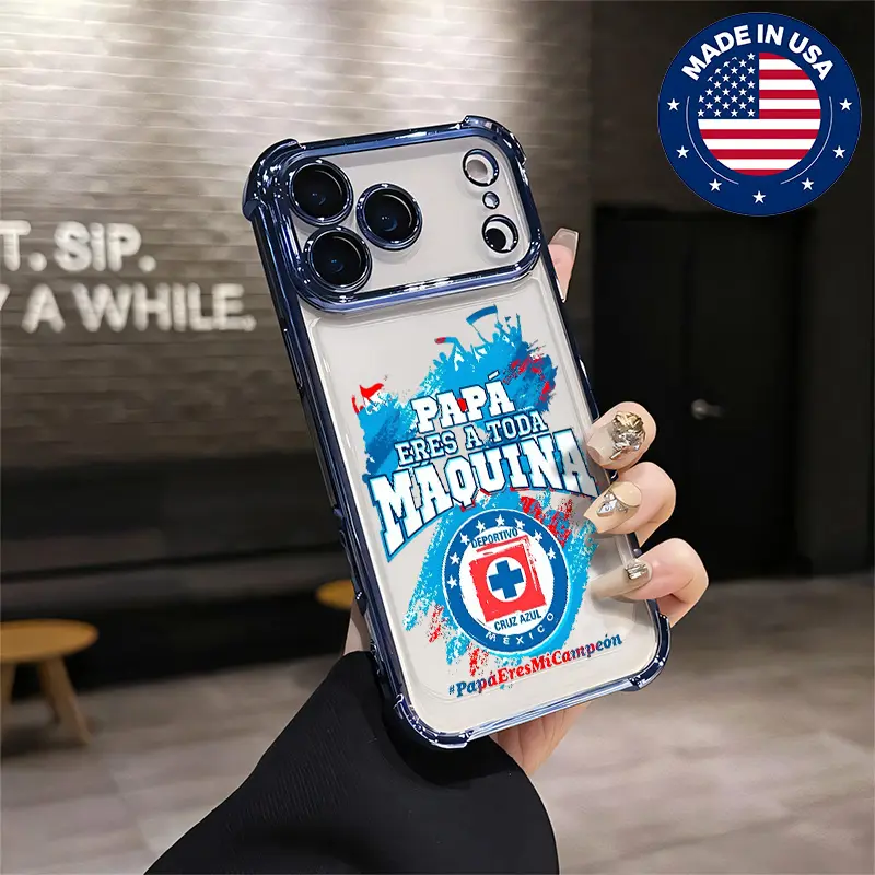 Cruz Azul 'Papá Eres A Toda Máquina' Custom Aesthetic Vintage Cellphone Case, Soft Silicone TPU Anti-Drop Shockproof Cover for iPhone 17/16/15/14/13/12 Plus Pro Max Ultra & Samsung 22/23/24/25 Plus Pro Max Ultra Devices, Protection, Customized, Full Body