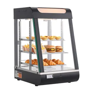 【Summervibes】VEVOR 3-Tier Commercial Food Warmer Display, 800W Food Display Warmer with LED Light, Top Storage and Adjustable Shelves, 86℉~185℉ Steam Heating, 60 Qt /57L for Hamburger, Pizza, Bread, Fried Chicken