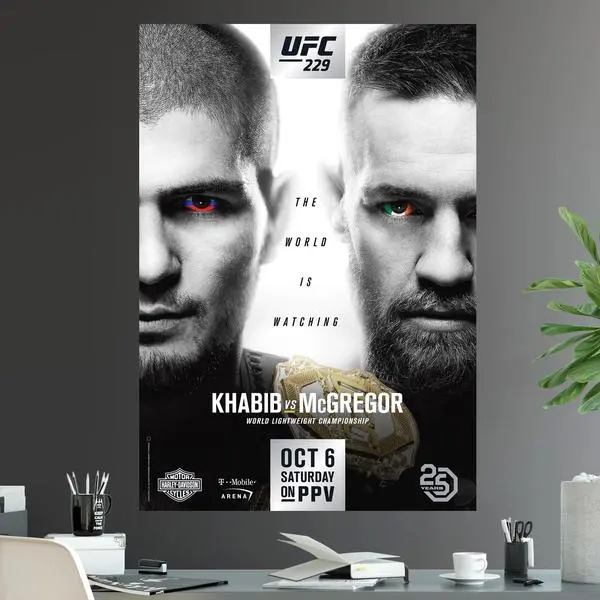 Vintage 229 Mcgregor Vs Khabib Lightweight Championship Poster - Collectible Mma Fight Art