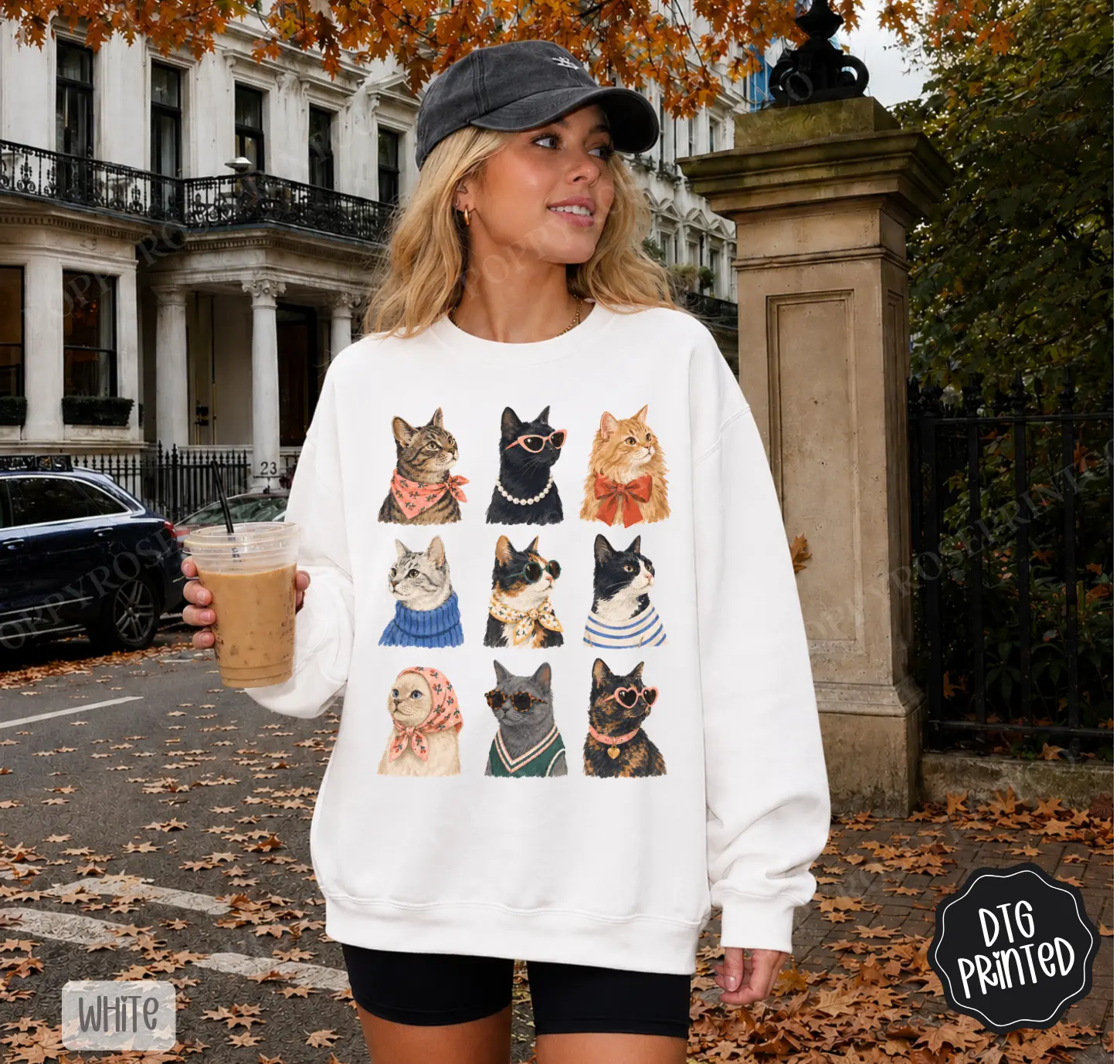Stylish Cats Gildan Sweatshirt, Trendy Crewneck