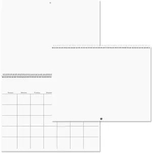 Blank Scrapbook Wall Calendar, Undated, 12-Inch x 9-Inch Size Closed, 18-Inch Size Open, Large Bookstore-Quality, DIY Spiral-Bound  Monthly Calendar for Kitchen & Office, by