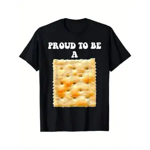 Proud to be a Cracker" Humorous T-Shirt -  Cotton, Black with Saltine Design.