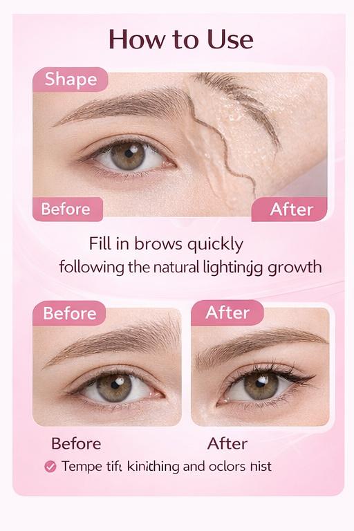 Dual-Ended Eyebrow Pen – 4D Fork Tip for Natural Hair-Like Strokes + Precision Brush Tip for Perfect Brows