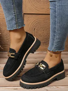 Women's Loafers - 2025 New Style for Spring & Autumn, Black with Bowknot, British-Style Leather Shoes, Footwear, Casual Shoes