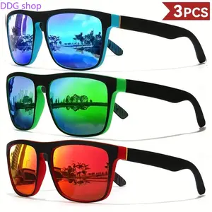 3-Pack Vintage Square Polarized Sunglasses, Unisex Designer Luxury Eyewear, Retro Trendy Shades with  Protection, Anti-Glare Lightweight Glasses, Practical Driver Eyewear for Fishing, Outdoor Sports, Travel and Daily Casual