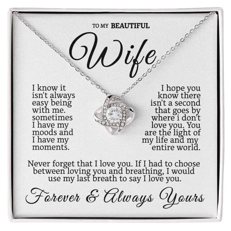 To My Wife - Love Knot Necklace, Anniversary, Wife Gift Idea, Personalized Gift For Wife, Birthday Gift For Wife, From Husband
