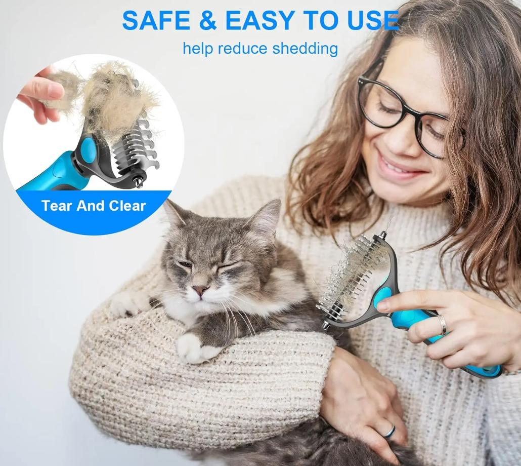 Springw arrivals: Pet grooming brush - Double-sided design, harmless hair removal and depilation base brush, paired with a comb, suitable for dogs and cats