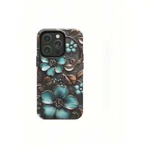 Phone Cases, Western Turquoise Floral Phone Case For  17, 16, 15, 14, 13, 12, 11 Pro Max, X, XR, XS Max, 8, And 7 Plus, Cowgirl Boho  Cover, American West Art Lover Gift, Rugged Protective Cellphone Shell, Western Uitable For IPhone 17 Air