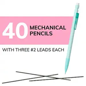 Xtra Smooth Mechanical Pencil Pastel Color 40 Pack 0.7mm Dark Writing Erases Cleanly Ideal for Standard Tests