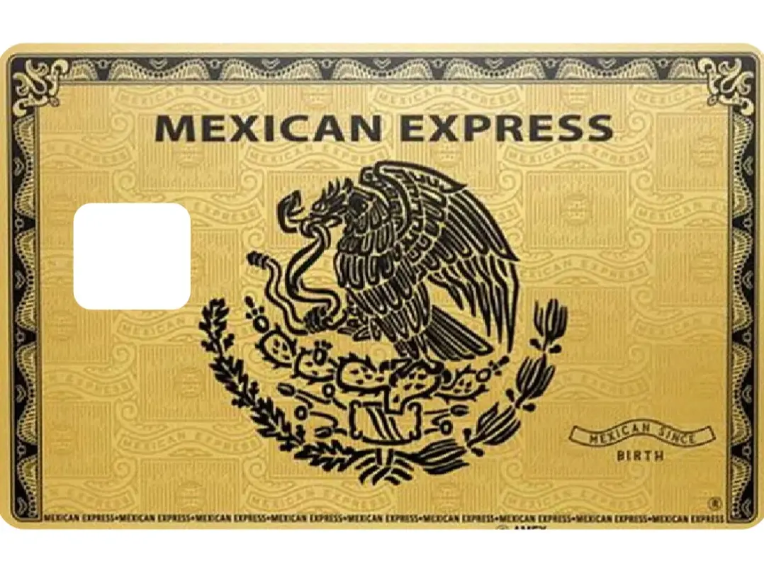 Mexican Express Gold Credit Card Skin - Funny Parody Mexican Eagle Debit Card Sticker Cover Mexican Heritage Gold Card Decal Waterproof Card Accessories