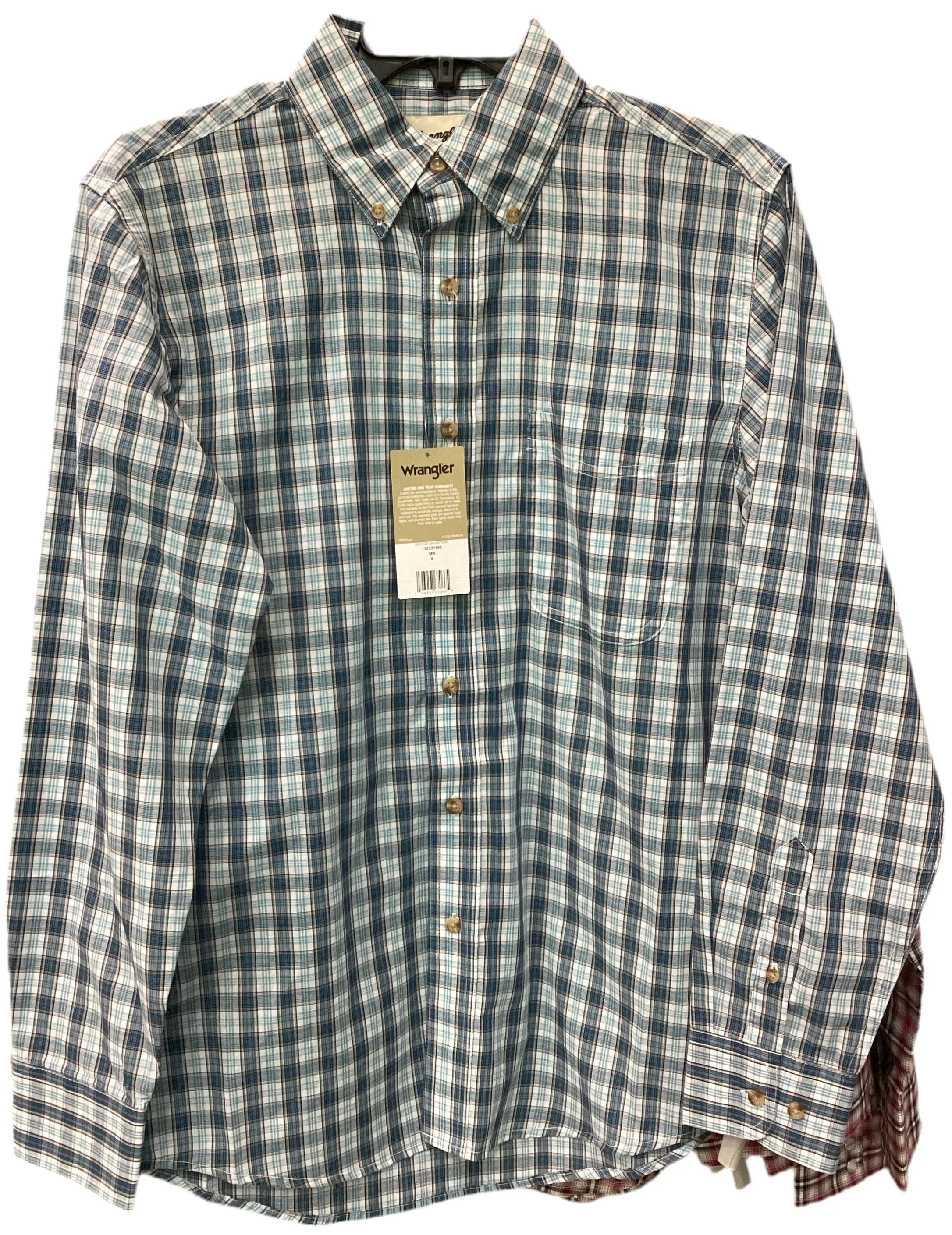 Wrangler Men's Riata Blue-Teal Long Sleeve Western Shirt