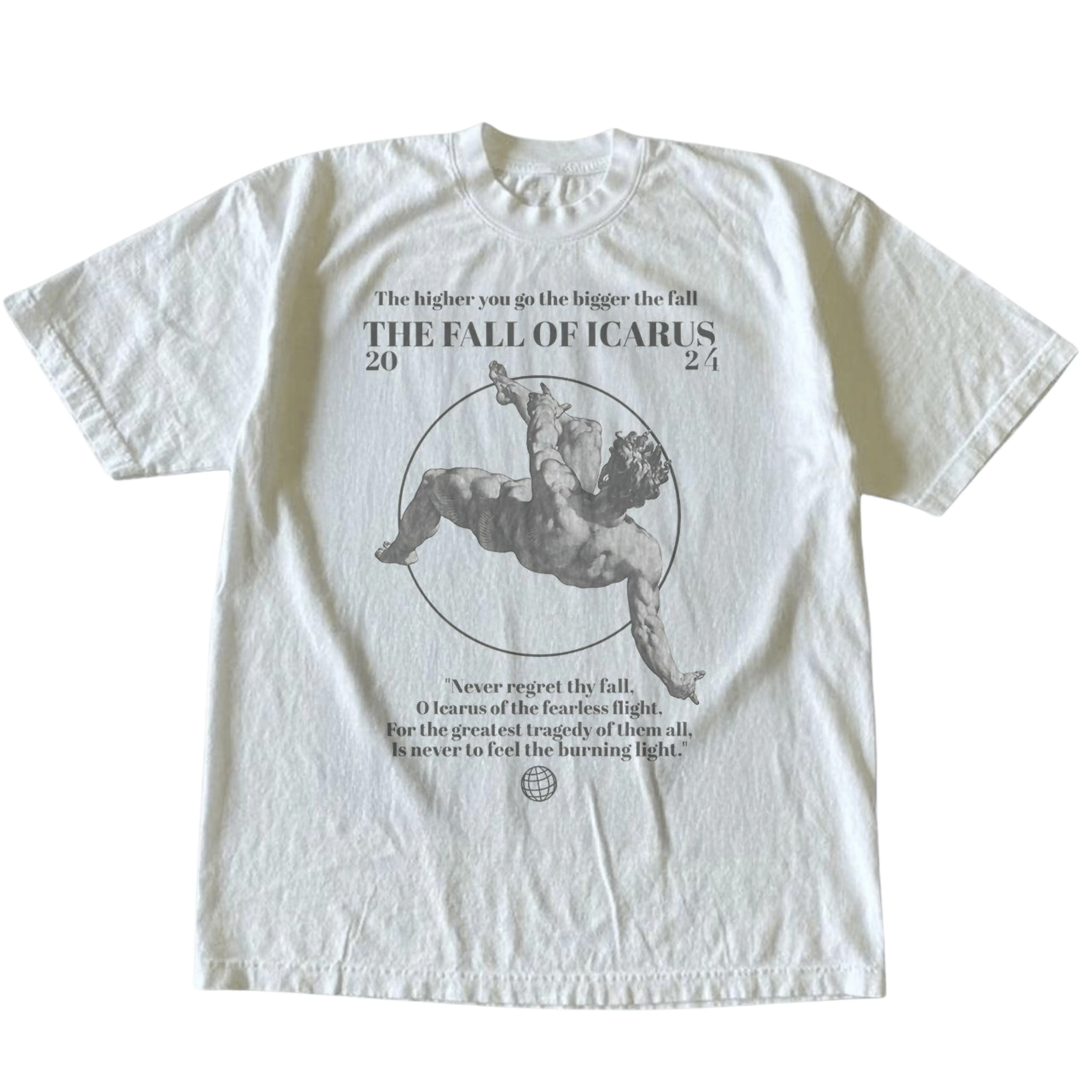 Gildan Men's and Women's T-shirt, Vintage Style The Fall Of Icarus Graphic Tee, Gift for Him, Greek Mythology Shirt, Renaissance Art Top, Dark Academia Clothing, Loose Fit Tee, Sarcastic Philosophy, Relaxed Fit Apparel, Classic Statue Print, Unisex