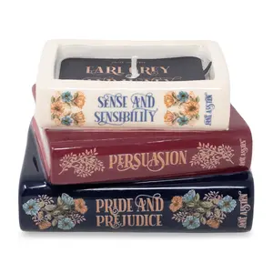 Book Stack Shaped Candle, Jane Austen (Tea and Honey)
