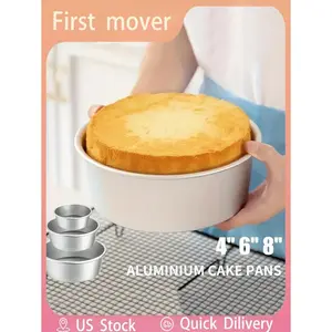 1pc/3pcs Aluminum Cake Pans - Durable Non-Stick Coating, Removable Bottom, 4/6/8 Inch Round Cake Pans, Easy Release For Cakes - Ideal For Weddings, Birthdays, Parties, Kitchen Tools, Baking Tools, Oven Use