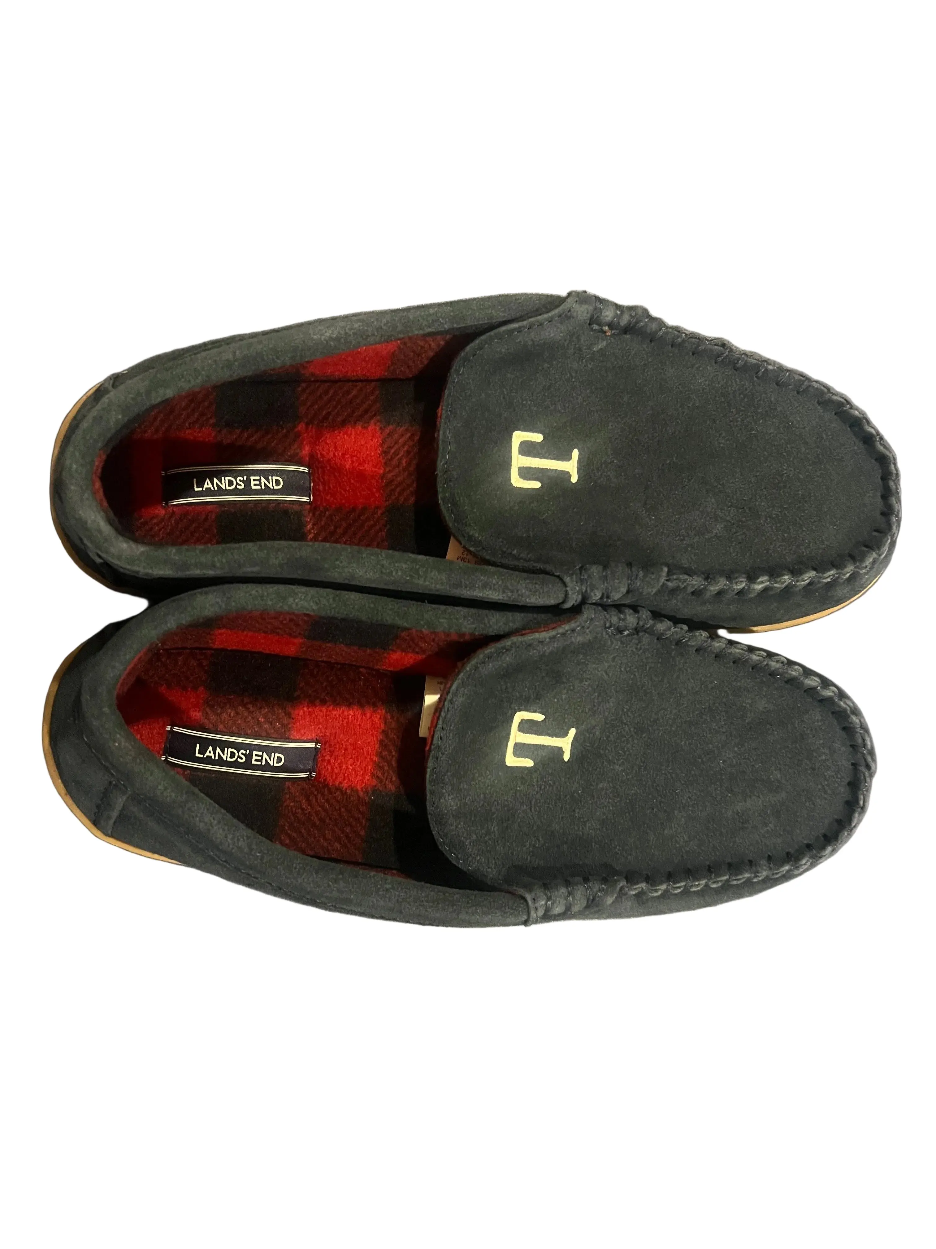 Men's Suede Moccasin Slippers, Classic Slip-On Loafer with Warm Flannel Lining, Cushioned Insole and Monogrammed T for Indoor Outdoor Wear, Footwear, Him, Foam