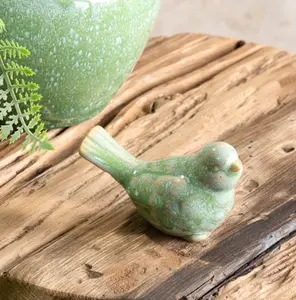 Green Glazed Ceramic Bird