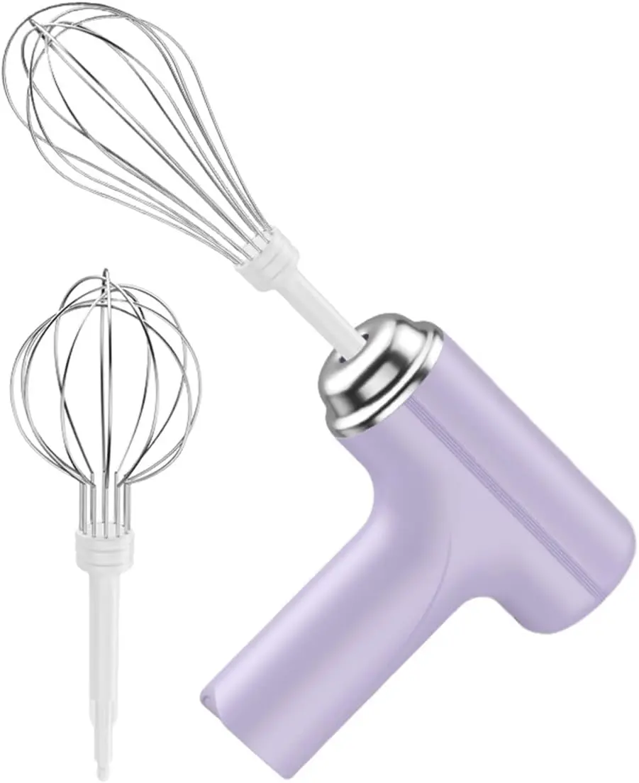 Cordless Battery Powered Electric Whisk - Lithium Batteries Long-Lasting Handheld Egg Beater, 3 Levels for Kitchen, Detachable Mixing Heads, Effortless Smooth Gear Shifting, Even Acceleration, Ideal for Whipped Cream, Purple Home Kitchen Tool