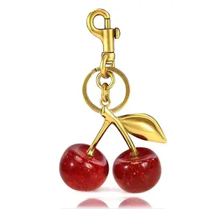 1 PCS Cute Cherry Design Sparkly Bag Charm, Fashionable Cherry Bag Keychain for Women & Girls, Trendy All-match & Exquisite Bag Pendant for Birthday Valentine's Day Gift, Purse Accessories