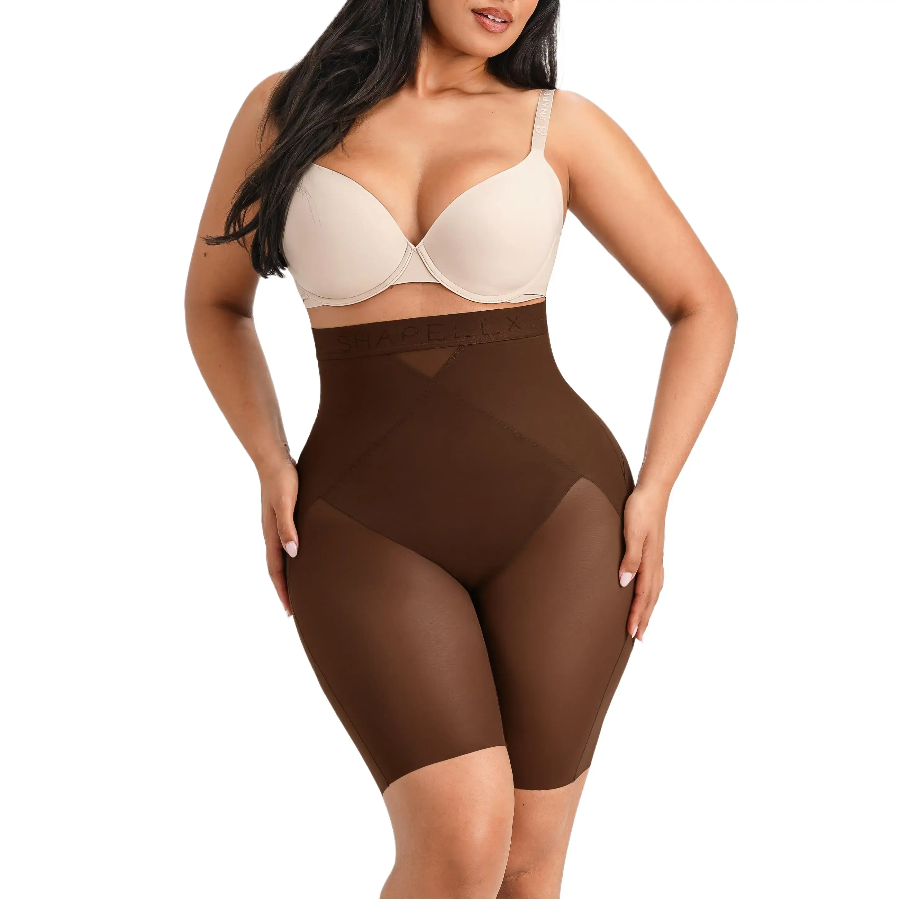 SHAPELLX  BOOT-YEAH MeshSmooth X-Compression Tummy Control Hip-Lifting All-Day Shaping High-Waist Mid Leg Thigh Shaping Breathable Mesh Short