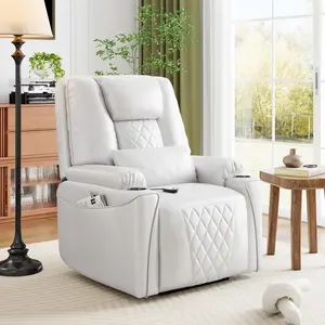 Power Lift Recliner Chair, Electric Stand Assist, PU Leather with USB Ports, Cup Holders & Side Pockets, 3-Position Recline for Living Room & Home Theater