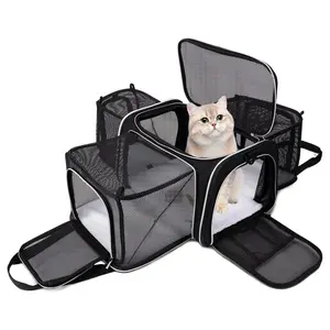BAGLHER Airline-Approved Soft-Side Pet Carrier Bag for Cats & Dogs – Expandable 3-Sided Foldable Design, 5 Ventilation Mesh Windows, Removable Fleece Pad, Hands-Free Backpack & Shoulder Strap, Portable Travel Carrier