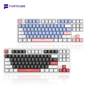 FURYCUBE G87 Mechanical Gaming Keyboard – 87 Keys, Gasket Mount Structure, Side-Engraved Keycaps, 5-Pin & 3-Pin Hot-Swappable Silver Switches, Gradient Type-C to USB Cable, Compatible with Windows & Mac