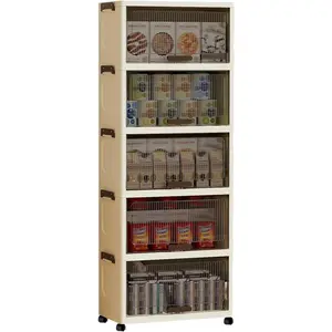 Storage Bins with Lids, 5 Tiers Clear Plastic Storage Bins, Universal wheel Storage Bins, Stackable Storage Containers,Closet Storage Bins, Foldable Box