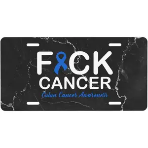 Fuck Colon Cancer License Plate Durable Aluminum Metal Novelty License Plate, for Car, SUV, Truck 6 X 12 Inch