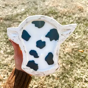 Cow Head Dough Bowl Candle Gift Birthday