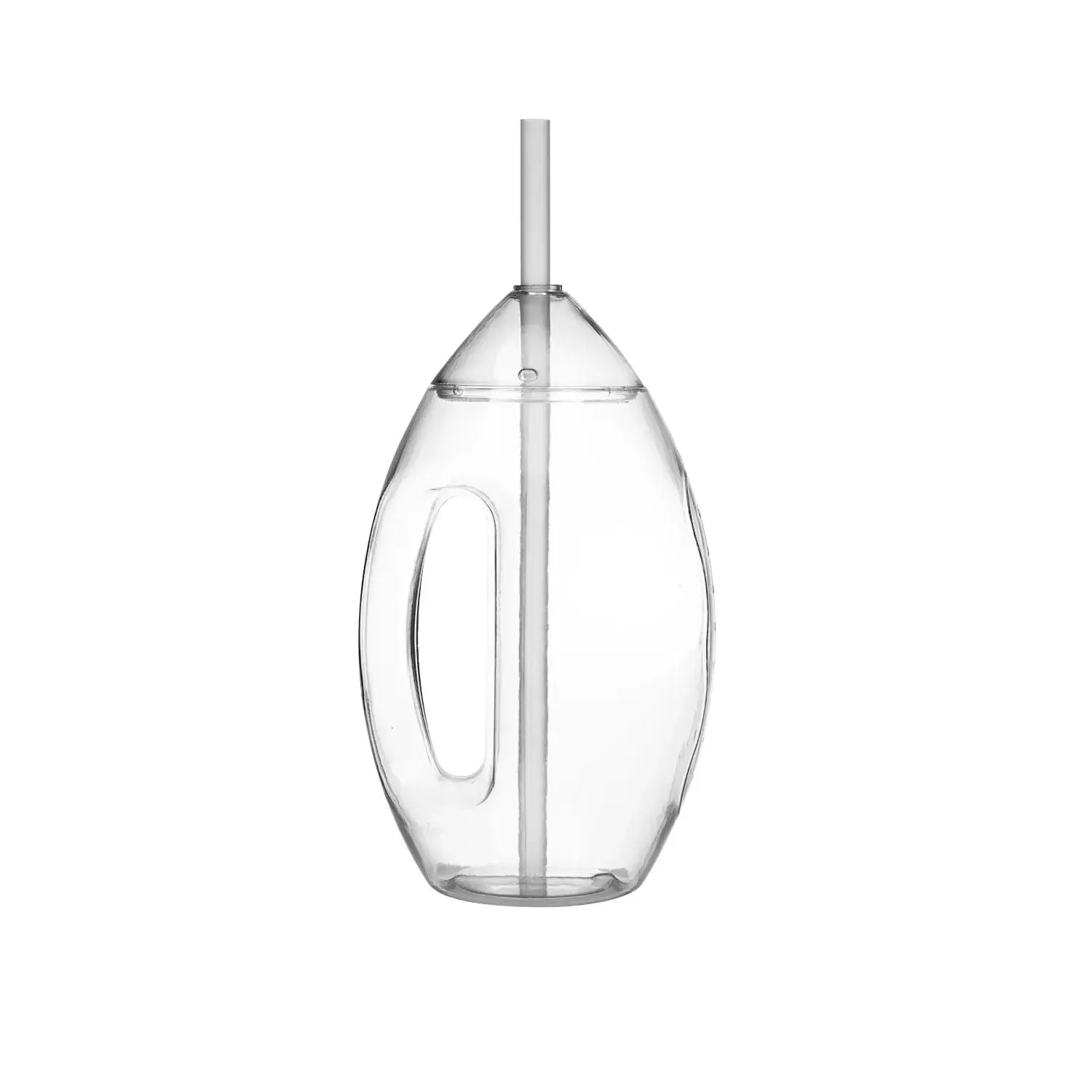 Football-Shaped Clear Plastic Cups with Lids & Straws - 8 1/4" 26 oz., 6 Counts