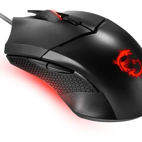 MSI Clutch GM08 Gaming Mouse, 4200 DPI, Optical Sensor, 3 Adjustable Weights, Red LED Lighting, Symmetrical Design