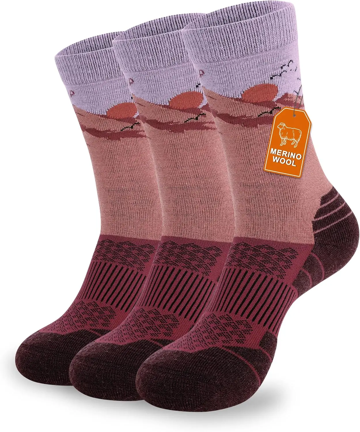 Pioneer Camp Merino Wool Hiking Socks for Men & Women Cozy Running Socks Cushioned Breathable Athletic Work Hunting - 3 Pairs