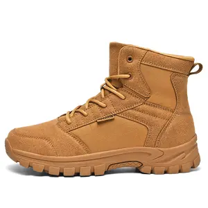 High-top Men's Casual Fashion Outdoor Hiking Boots Thick Sole Anti-slip Wear-resistant Classic Snow Boots Rubber-soled Tactical Hiking Travel Boots