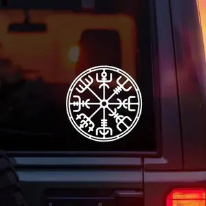 Vegvisir Vinyl Car Decal – Viking Compass Norse Symbol Sticker for Car Window Laptop Tumbler – Nordic Mythology Rune Decal for Pagan, Viking & Norse Heritage Enthusiasts
