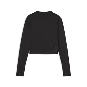 PUMA Womens Intergalactic Mock Neck Long Sleeve Shirt Casual Tops Casual - Black