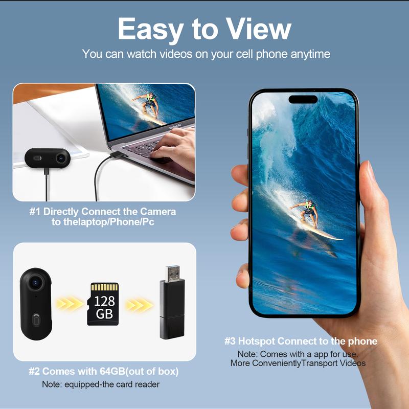 NUISK Thumb Action Camera, Thumb POV Portable Body Cam, Tiny Size, Hands Free, Mount Anywhere Magnetic Sport DV, Bike Cycling, Pet, Vlogging Card Water Proof, Anti-Shake,Tiktokcreators Ideal Gift for Girls, Boys Teenagers, and Beginners, Birthday Gift