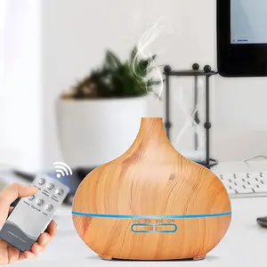 1 Piece Wood Grain Humidifier Aroma Diffuser, 7 Colors LED Light, Remote Control, Timer, Waterless Auto Shutoff, Silent, Cool Mist Humidifier for Office, Home, Bedroom - Ideal Gift, USB Powered Humidifier
