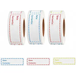Freezer Labels 375pcs - 3"x1" Self-Adhesive Removable Food Labels |   Write-On Waterproof & Oil-Proof Tape for Containers, Meal Prep & Pantry Organization (3 Rolls, 3 Colors)