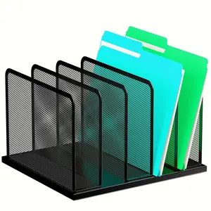 Desk File Organizer 5 Sections Upright Mesh Desktop Organizer File Sorter Office Organization File Holder for Home, Office & Classroom