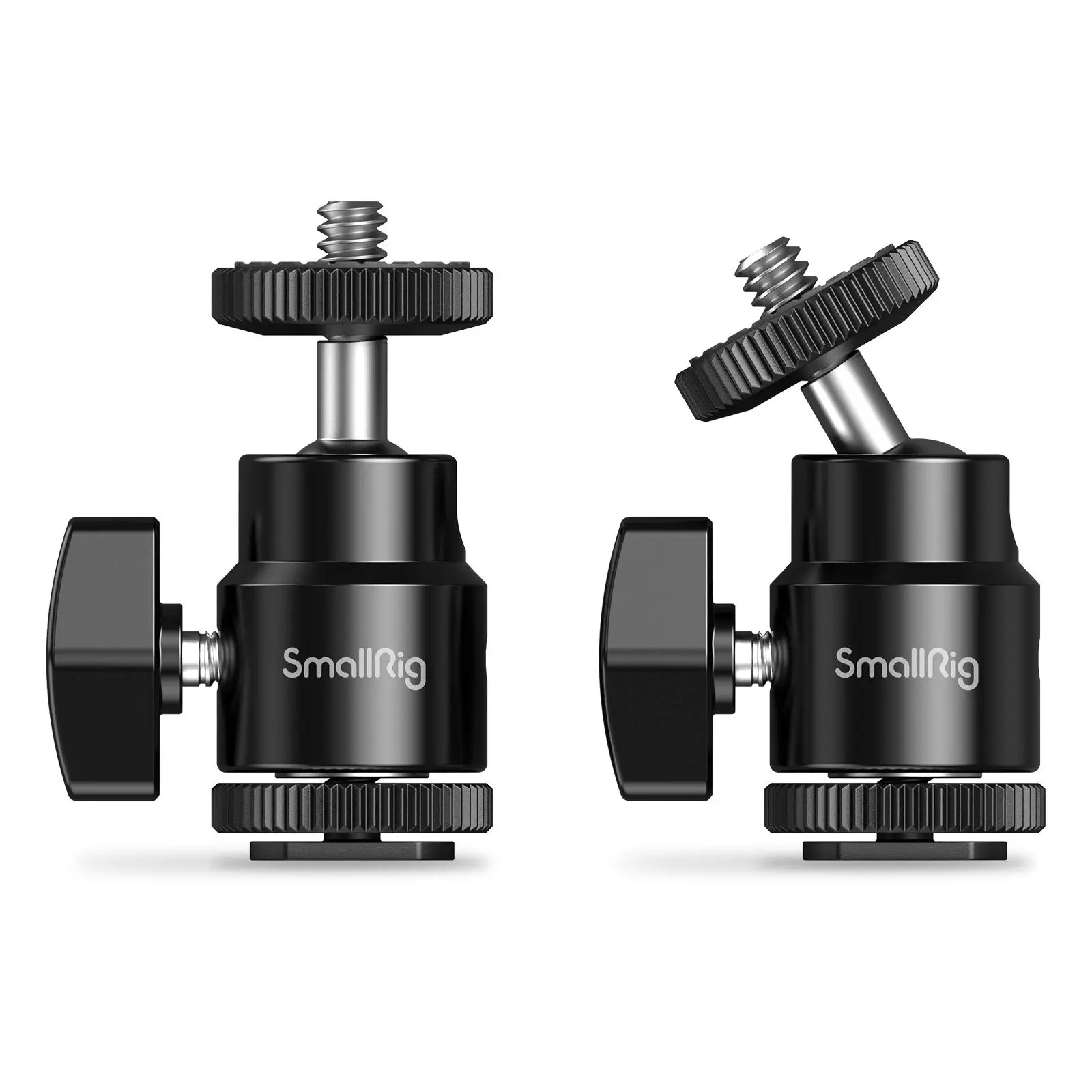 SmallRig 1/4" Photography Camera Accessories Digital Camera Ballhead Flexible Tripod Mount with Alloy Durability, 2-Pack 1/4" Screw Hot Shoe Mounts - 2059