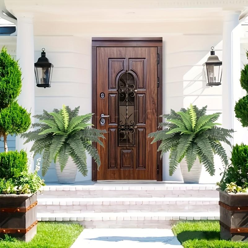 2pcs Large Artificial Boston Fern Plant - Realistic Lush Green Plastic Hanging Decor for Indoor/Outdoor Use, No Maintenance Home Garden Porch Decor, Perfect for Graduation Christmas Housewarming Gifts, Artificial Plants for Home, Artificial Faux Plants
