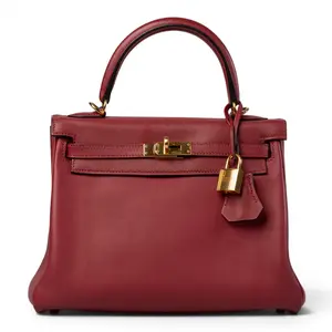 Pre-owned HERMÈS leather Shoulder Bags Hermes Rouge Grenat Kelly 25 H25043160