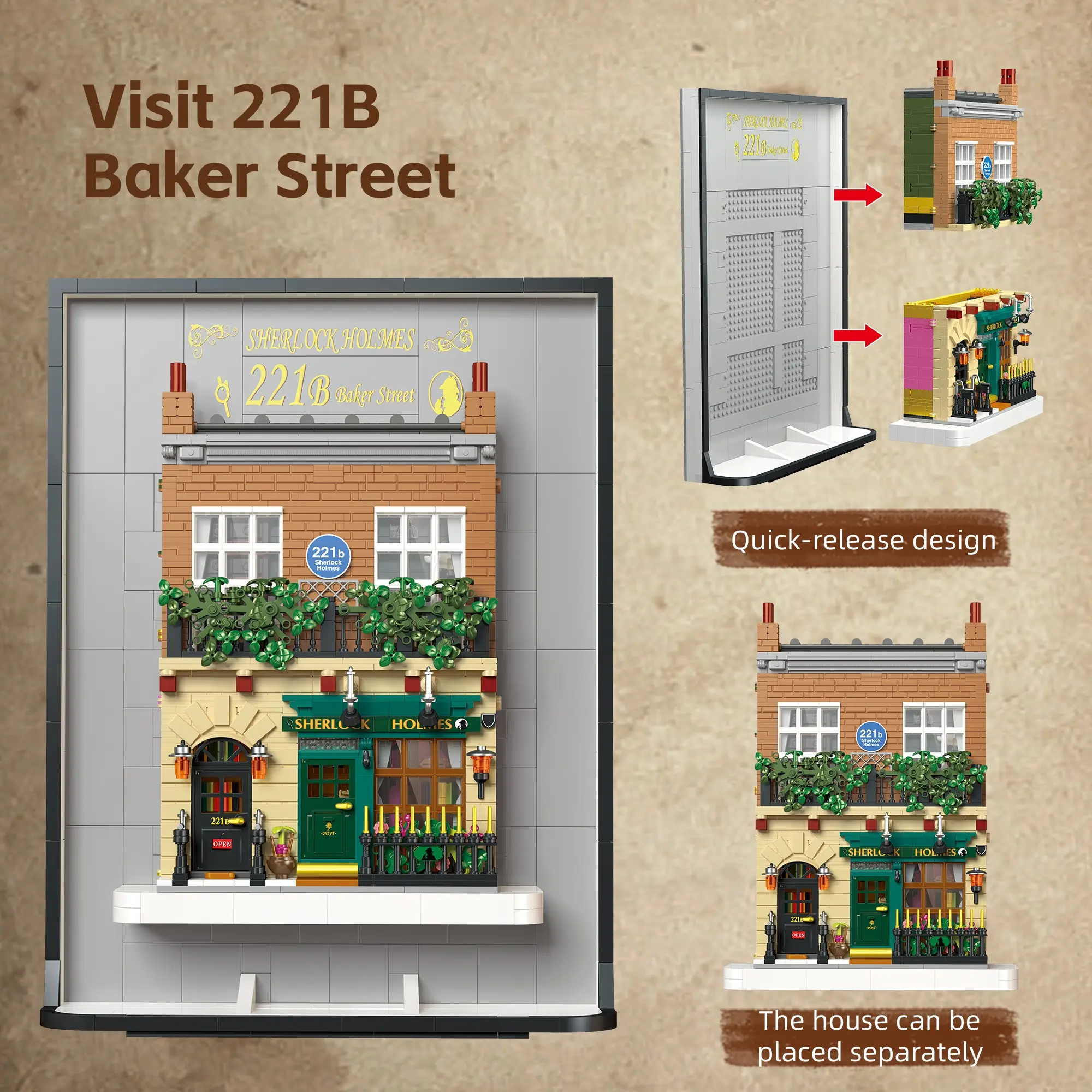 Sherlock Holmes Memorial Wall Art Building Blocks, DIY Brick Model Kit, Unisex Decorative Gift Set, Perfect for Holidays