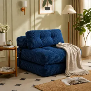 HYRORA TFK Corduroy Folding Sofa Bed Convertible Sleeper Chair with Pillow Foldable Mattress with Back Support Single Double Size Bed Comfy Floor  cloud couches for living room Bedroom sofa lounge SummerVibes