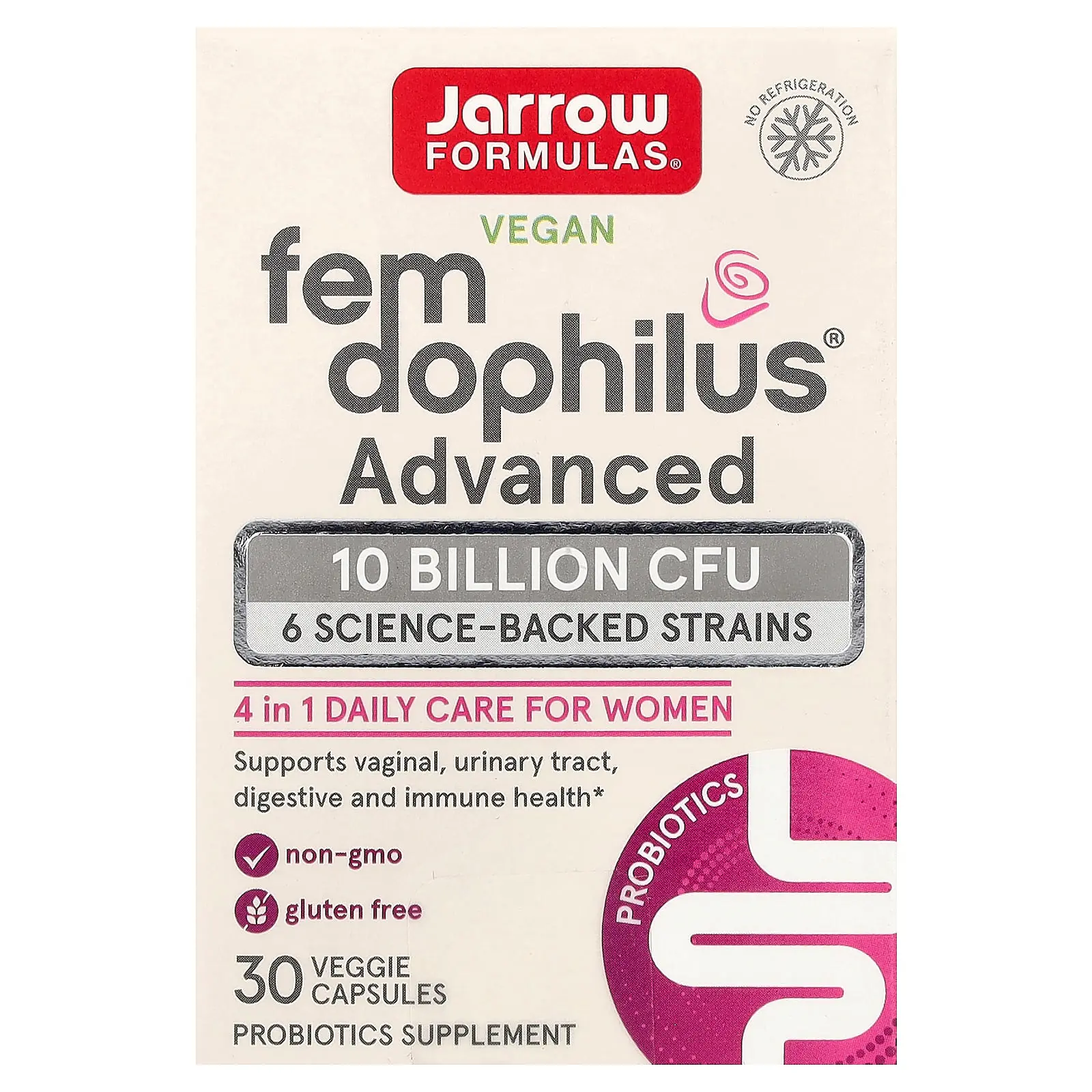 Jarrow Formulas Vegan Fem Dophilus®, Advanced, 30 Veggies Capsules