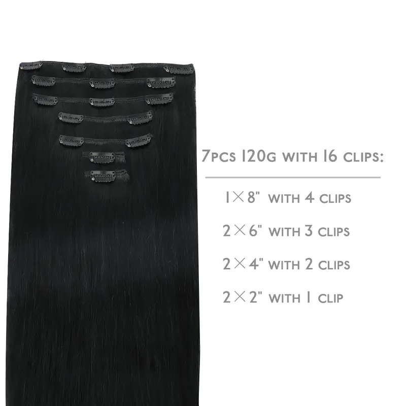 WENNALIFE Clip in Hair Extensions Real Human Hair 7pcs 120g  display picture 1