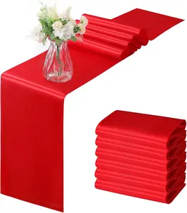 6 Pack Satin Runners 12 x 72 Inch Bright Silky Smooth Satin Table Runners for Birthday Wedding Party Banquets, Red